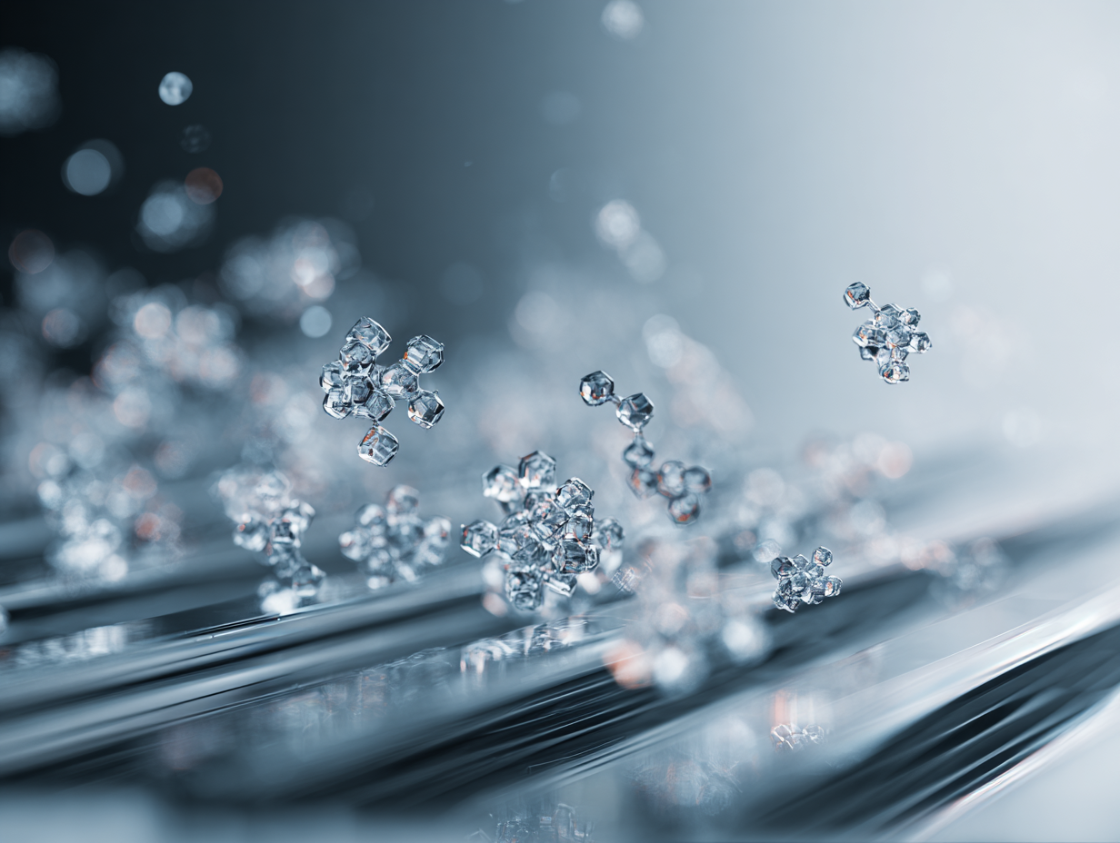 Abstract crystalline structures in a controlled research visual.