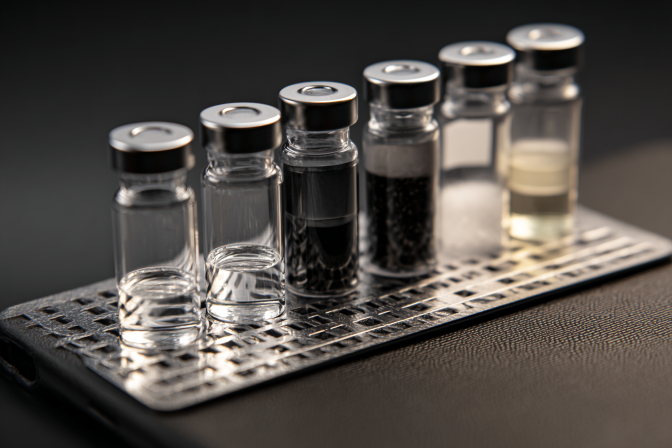 Research vials arranged in a controlled laboratory tray.